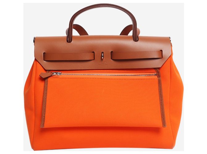 Hermès Herbag in tela Orange 31 Arancione - vista 4