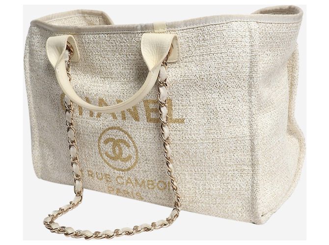Chanel Borsa tote Deauville crema Crudo - vista 2