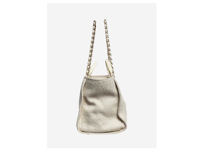 Chanel Borsa tote Deauville crema Crudo - vista 3