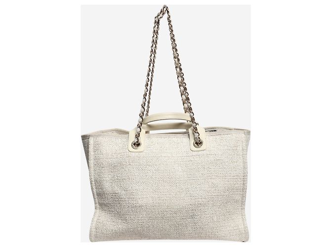 Chanel Borsa tote Deauville crema Crudo - vista 4