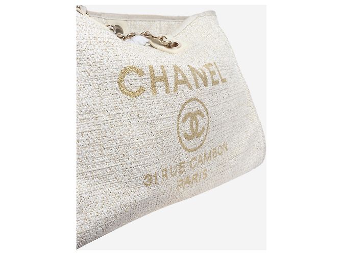 Chanel Borsa tote Deauville crema Crudo - vista 6