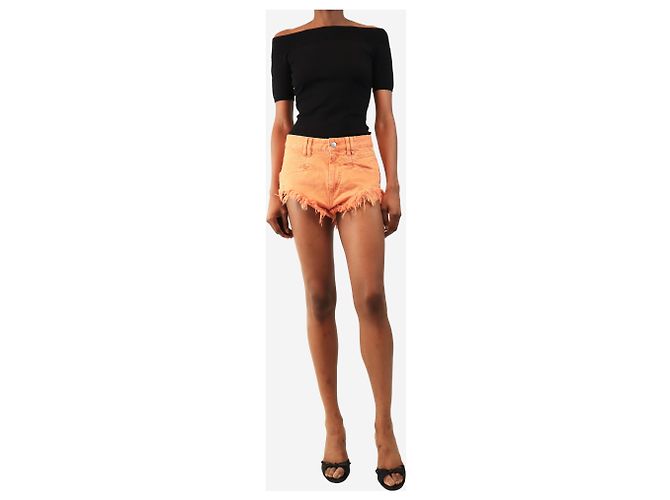 Isabel Marant Mini shorts de denim naranjas con flecos - size UK 8 - vista 2