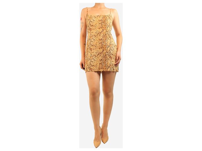 Reformation Mini vestido com estampa de cobra amarelo - size S - vista 3