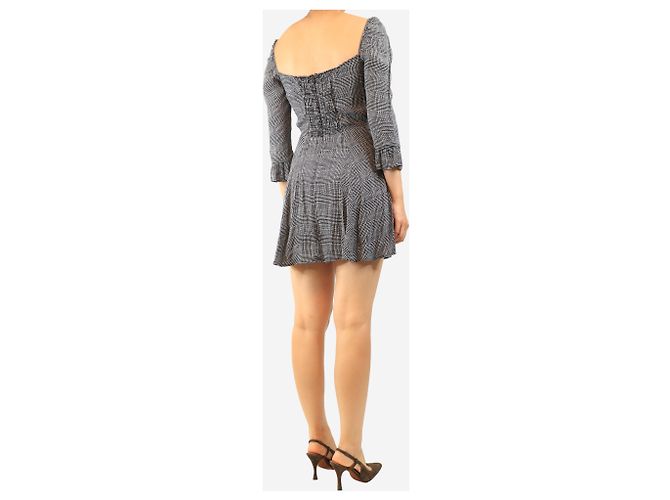 Reformation Mini vestido estampado de pata de gallo negro - size S - vista 2