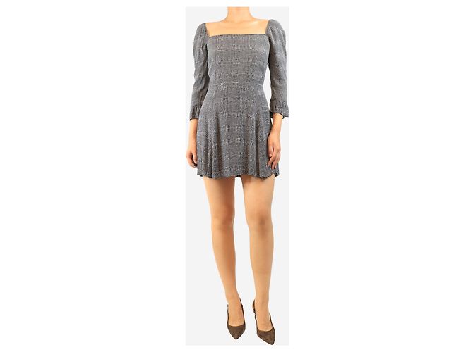 Reformation Mini vestido estampado de pata de gallo negro - size S - vista 3