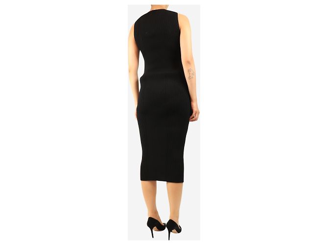 Alexander Mcqueen Schwarzes ärmelloses Rippstrick-Midikleid - size M - Ansicht 2