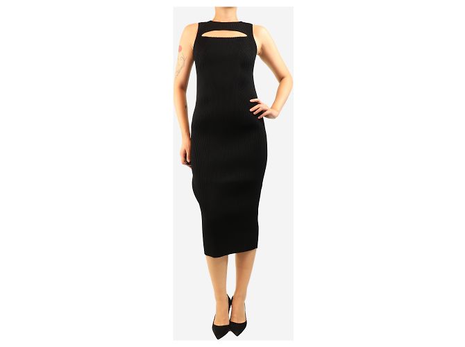 Alexander Mcqueen Schwarzes ärmelloses Rippstrick-Midikleid - size M - Ansicht 3