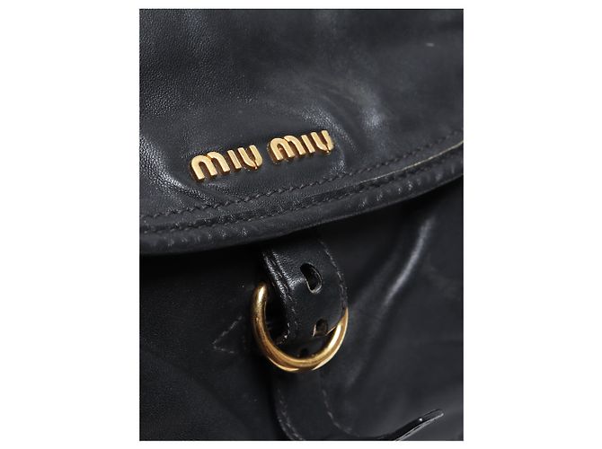 Miu Miu Sac à bandoulière en cuir noir - vue 7