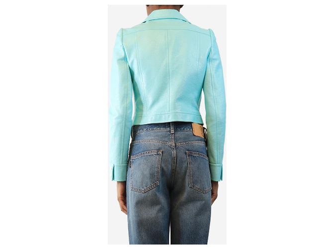 Courreges Türkise Kunstlederjacke - Größe UK 8 Blau - Ansicht 2
