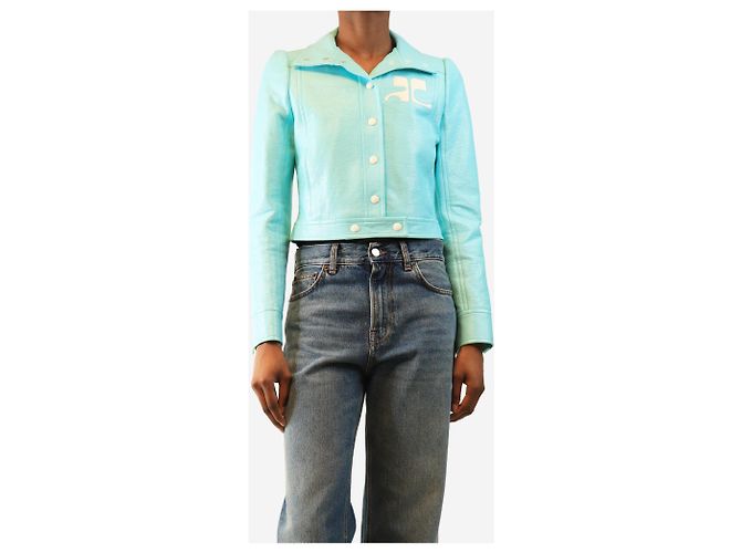 Courreges Türkise Kunstlederjacke - Größe UK 8 Blau - Ansicht 3