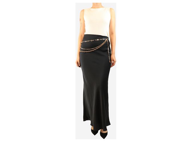 Paco Rabanne Falda maxi de satén negra - size UK 8 Negro - vista 2