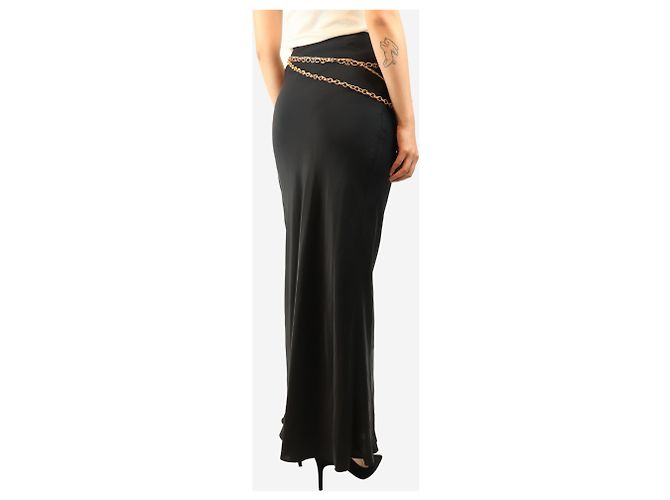 Paco Rabanne Falda maxi de satén negra - size UK 8 Negro - vista 3