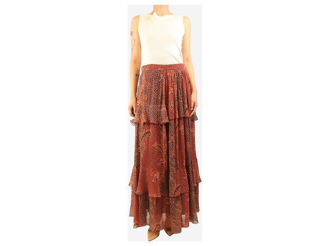 Etro Falda maxi escalonada roja con estampado paisley - size UK 10 - vista 2