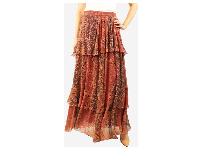 Etro Falda maxi escalonada roja con estampado paisley - size UK 10 - vista 3