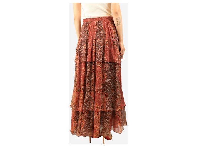 Etro Falda maxi escalonada roja con estampado paisley - size UK 10 - vista 4