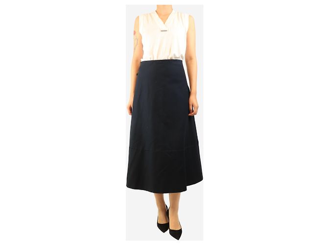 The row Falda midi línea A de algodón azul marino - size UK 8 - vista 2