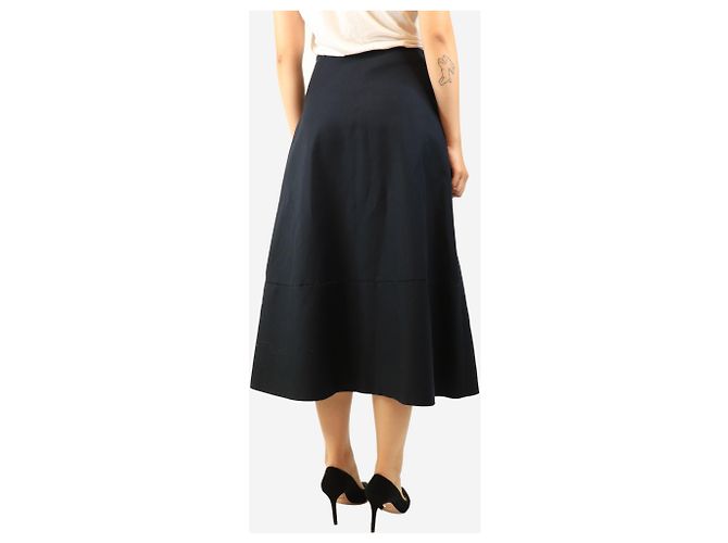 The row Falda midi línea A de algodón azul marino - size UK 8 - vista 3