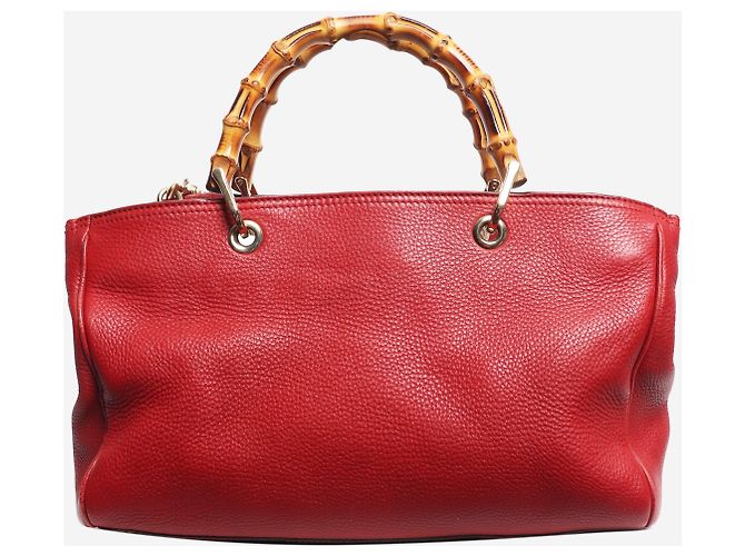 Gucci Borsa tote Red Bamboo Shopper Rosso - vista 4