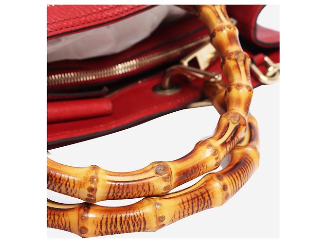 Gucci Borsa tote Red Bamboo Shopper Rosso - vista 5