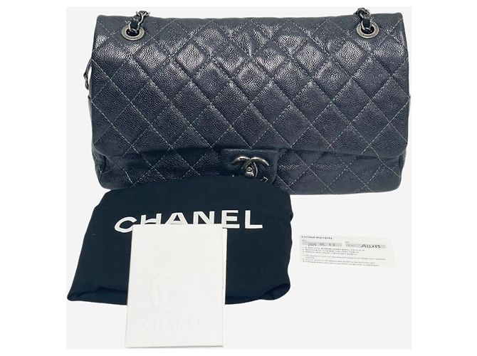Chanel Borsa a tracolla Shiva Single Flap in caviar grigio scuro 2012 - vista 10