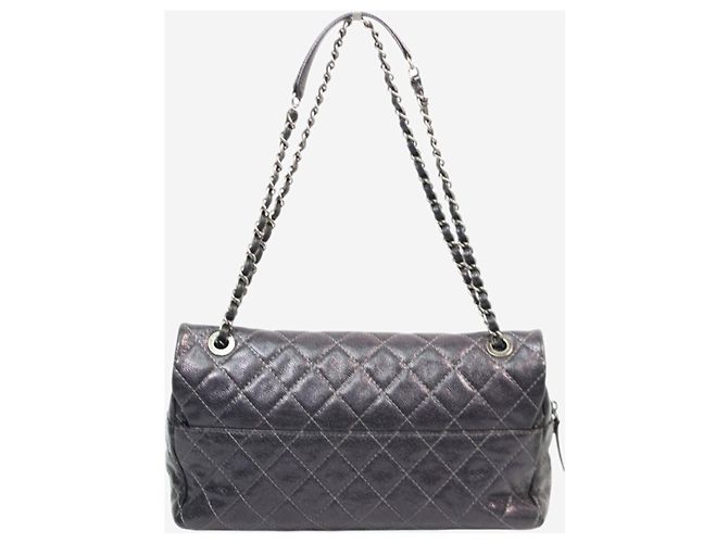 Chanel Borsa a tracolla Shiva Single Flap in caviar grigio scuro 2012 - vista 2