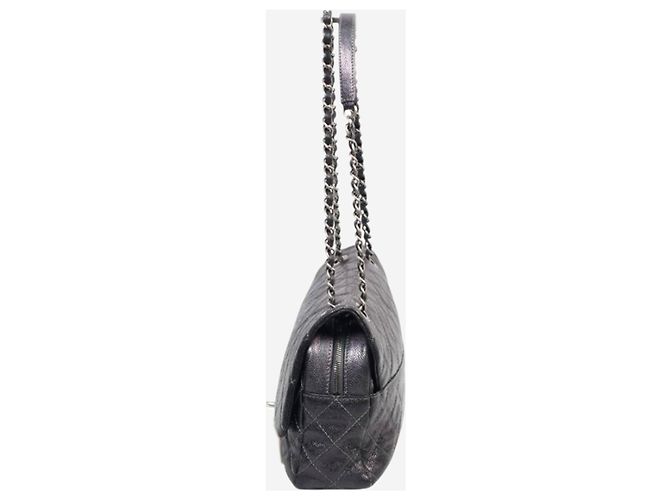 Chanel Borsa a tracolla Shiva Single Flap in caviar grigio scuro 2012 - vista 5