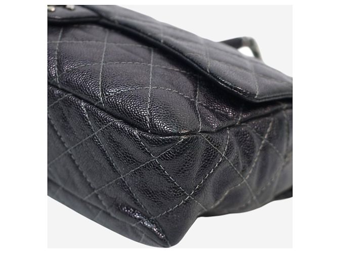 Chanel Borsa a tracolla Shiva Single Flap in caviar grigio scuro 2012 - vista 7