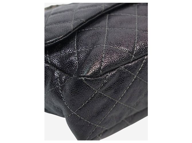 Chanel Borsa a tracolla Shiva Single Flap in caviar grigio scuro 2012 - vista 8