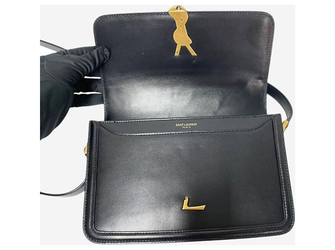 Saint Laurent Borsa a tracolla media in pelle Solferino nera Nero - vista 12