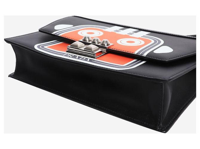 Prada Bolsa de ombro robot Elektra medium preta e laranja Preto - vista 5