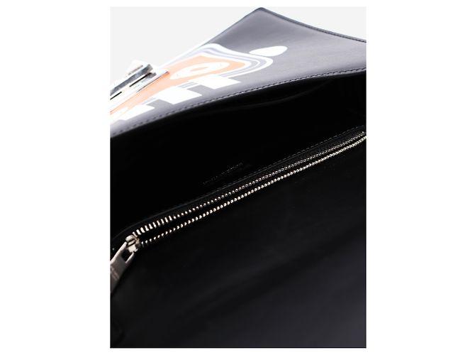 Prada Bolsa de ombro robot Elektra medium preta e laranja Preto - vista 7