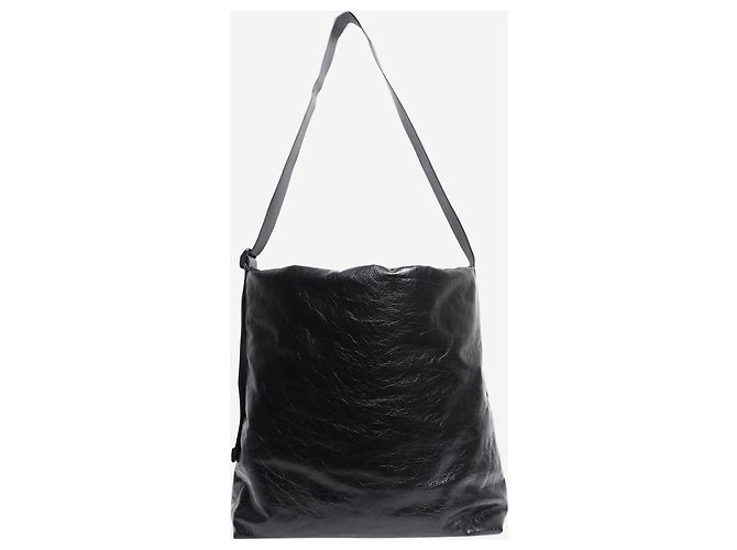Balenciaga Shopper-Bag aus schwarzem knittrigem Leder - Ansicht 2