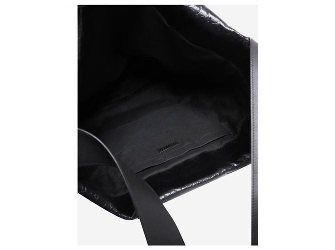 Balenciaga Shopper-Bag aus schwarzem knittrigem Leder - Ansicht 6