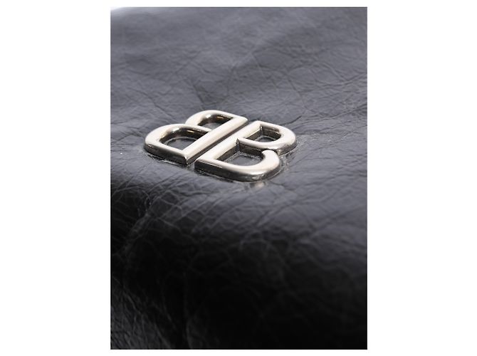 Balenciaga Shopper-Bag aus schwarzem knittrigem Leder - Ansicht 8