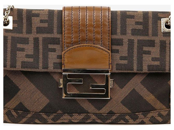 Fendi Borsa Baguette Zucca marrone - vista 3