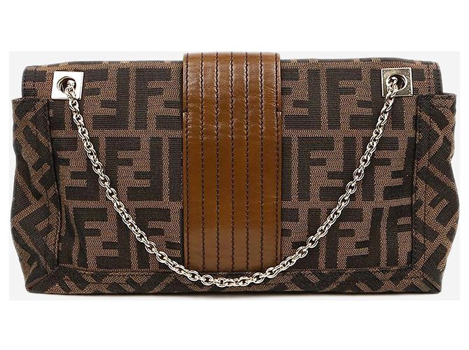 Fendi Borsa Baguette Zucca marrone - vista 4
