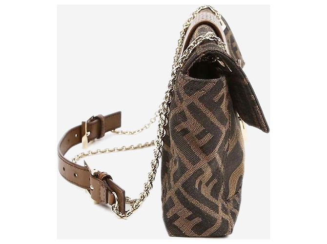Fendi Borsa Baguette Zucca marrone - vista 5