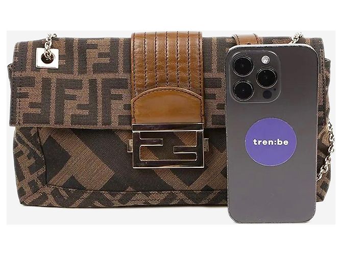 Fendi Borsa Baguette Zucca marrone - vista 7