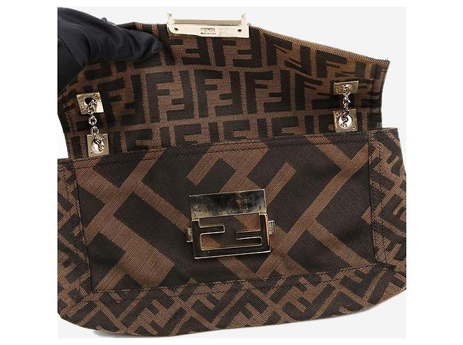 Fendi Borsa Baguette Zucca marrone - vista 8