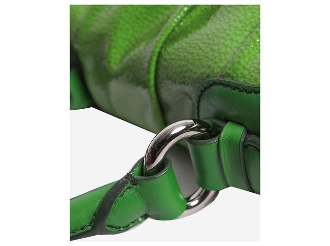 Céline Borsa 2way in pelle verniciata verde - vista 10