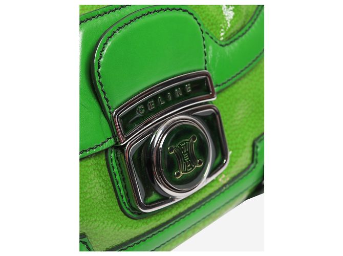 Céline Borsa 2way in pelle verniciata verde - vista 11