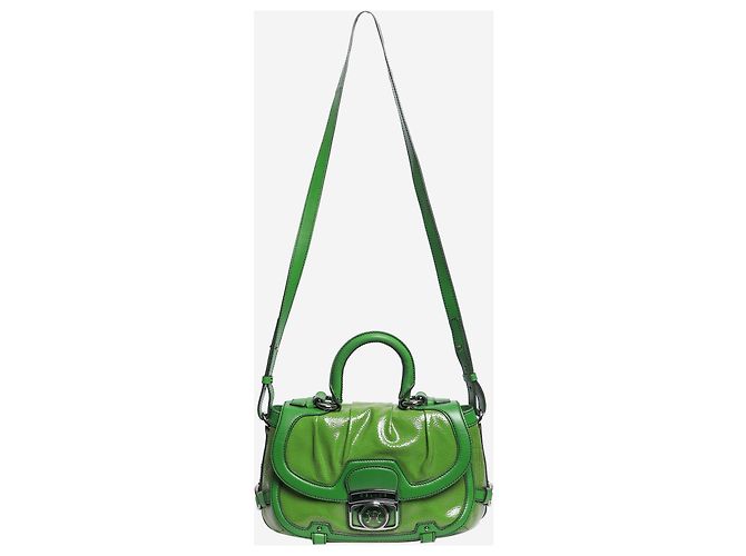 Céline Borsa 2way in pelle verniciata verde - vista 2