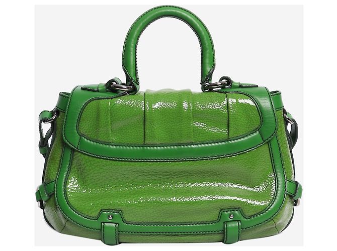 Céline Borsa 2way in pelle verniciata verde - vista 3
