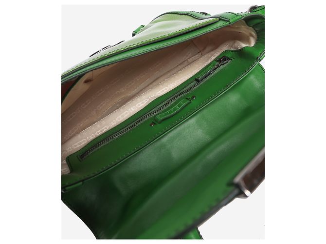 Céline Borsa 2way in pelle verniciata verde - vista 4
