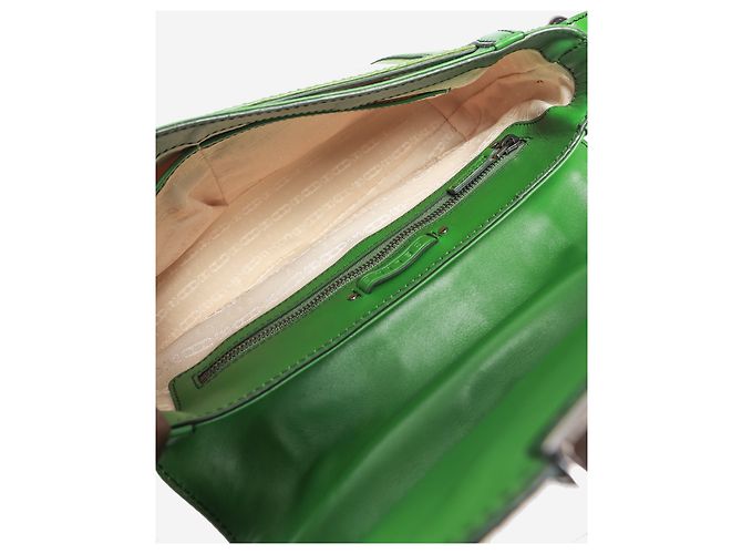 Céline Borsa 2way in pelle verniciata verde - vista 5