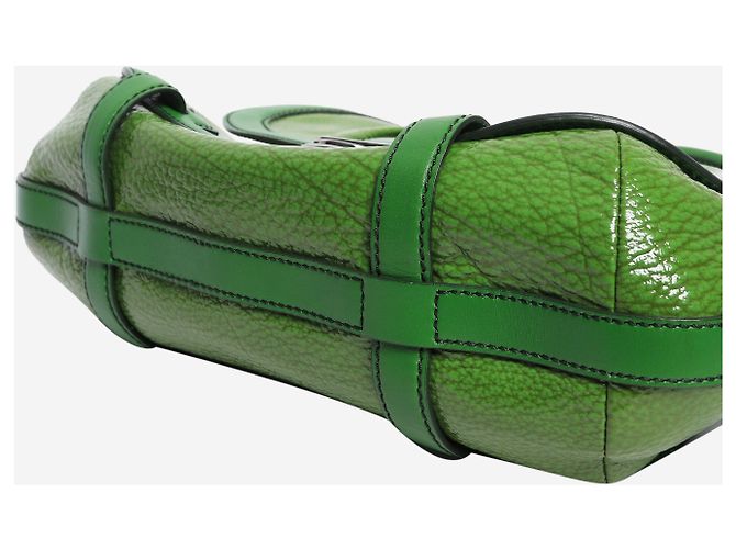 Céline Borsa 2way in pelle verniciata verde - vista 6