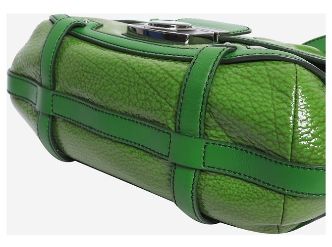 Céline Borsa 2way in pelle verniciata verde - vista 7