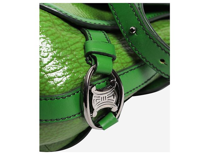 Céline Borsa 2way in pelle verniciata verde - vista 8