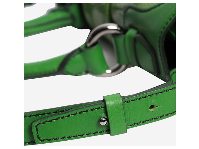 Céline Borsa 2way in pelle verniciata verde - vista 9