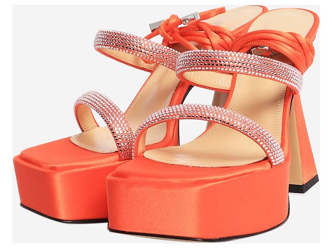 Mach & Mach Sandali platform in raso Coral Devon - size EU 36 Arancione - vista 2